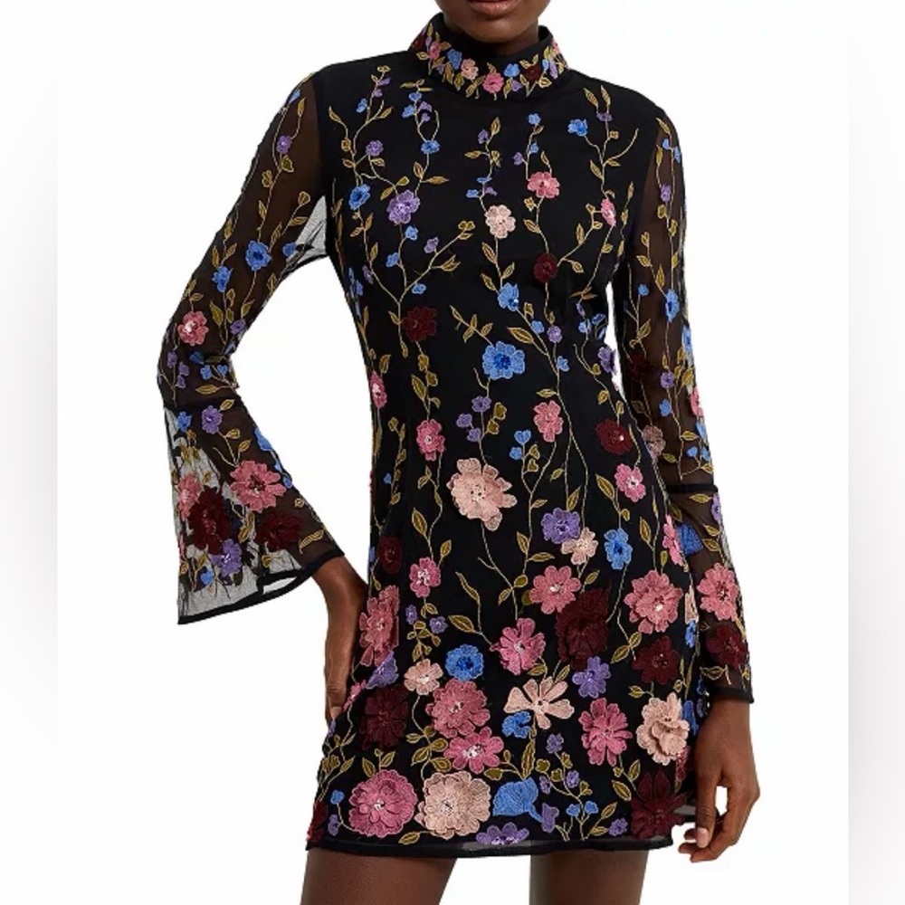 French Connection Floral Astrida Embellished   Dress
